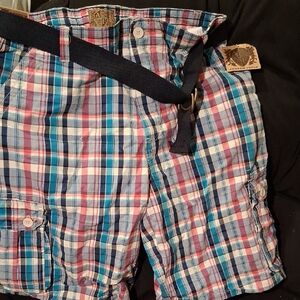 Andrew Fezza Multicolor Plaid Cargo Shorts